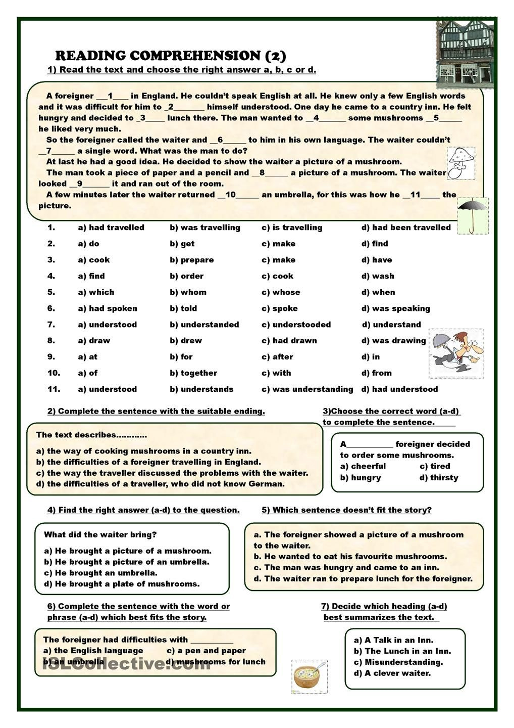 Printable High School Reading Assessment Reading Comprehension Worksheets