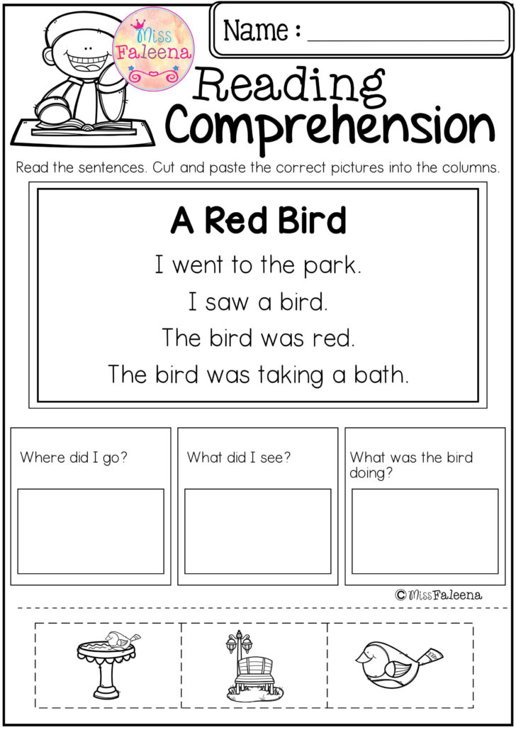 Reading Comprehension Cut And Paste Worksheets