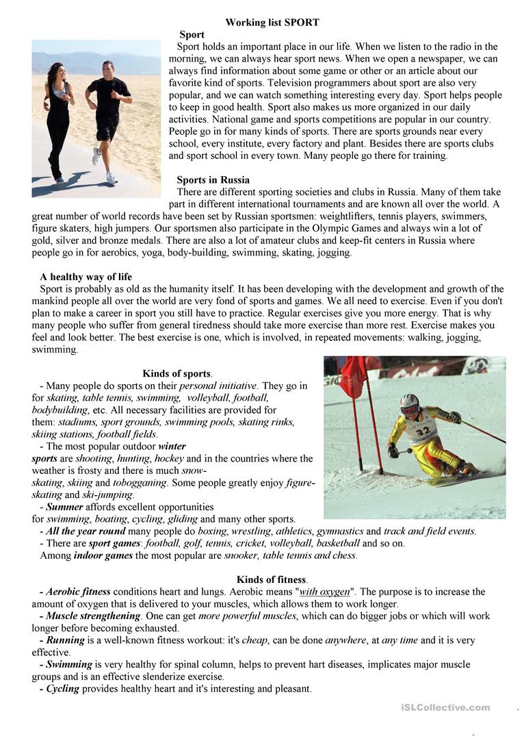 Reading About Sport Worksheet Free ESL Printable Worksheets Made By 