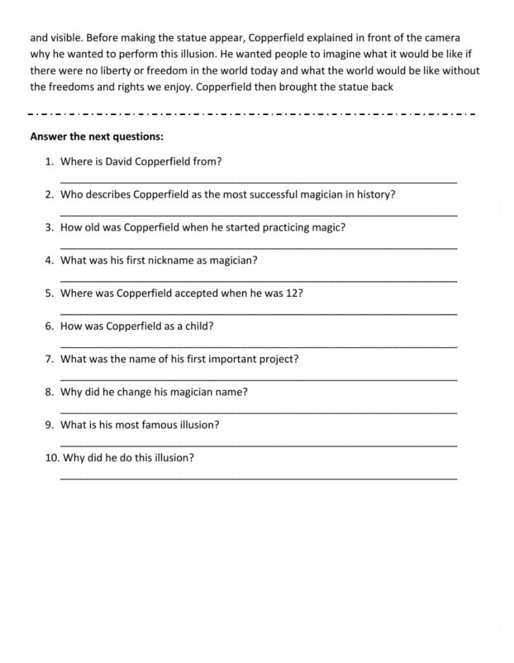 Worksheets On Reading Comprehension 6th Grade