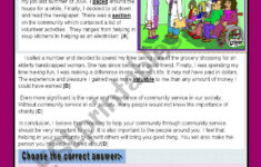 Reading Comprehension Community Service ESL Worksheet By Aaisha86