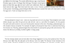 Reading Comprehension Dinosaurs Worksheet