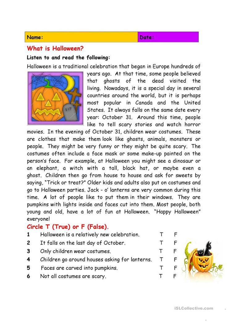 Reading Comprehension Halloween Recherche Google Esl Engelse Les