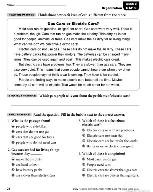 2nd grade reading comprehension worksheets multiple choice with answers