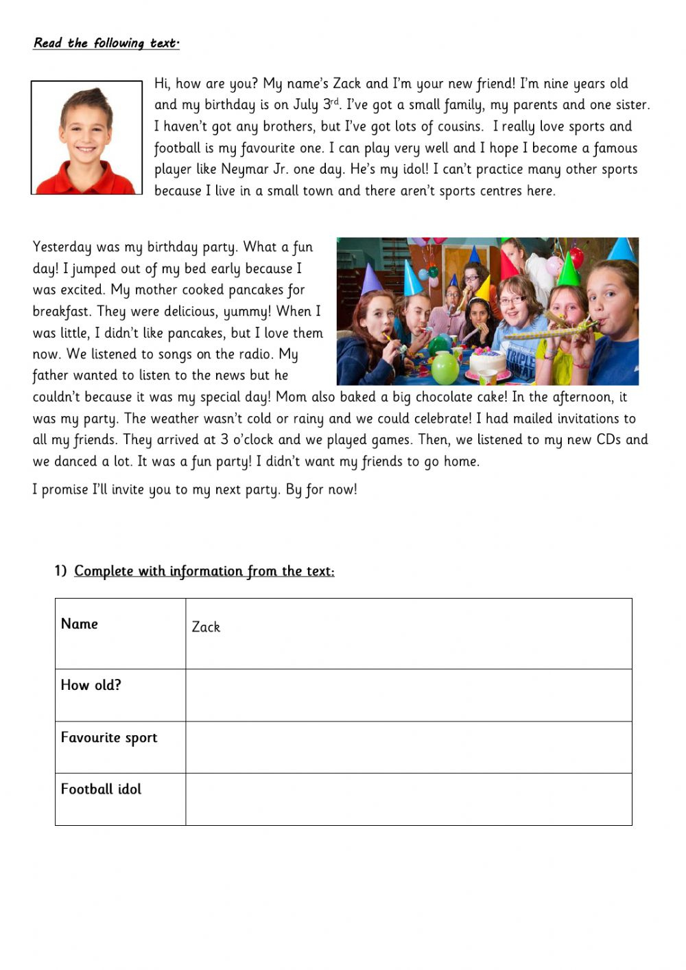 Reading Comprehension Exercises A2 Reading Comprehension Worksheets