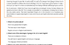 Reading Comprehension Online Exercise For B1 PET