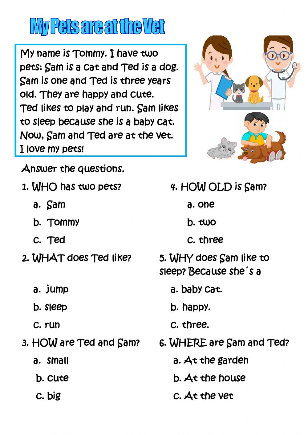 Reading Comprehension Online Exercise For Elementary