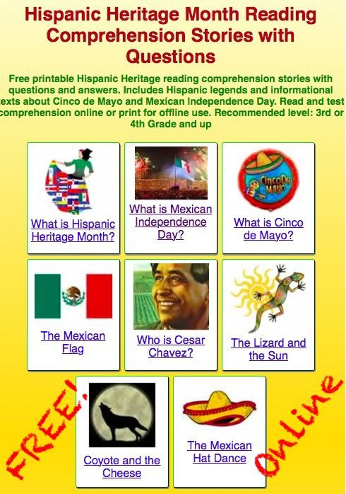 Reading Comprehension Online For Hispanic Heritage Month And Cinco De 