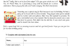 Reading Comprehension Practice Worksheet For 4th Grade