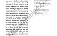Reading Comprehension Sheet About The Causes Effects And Solutions Of