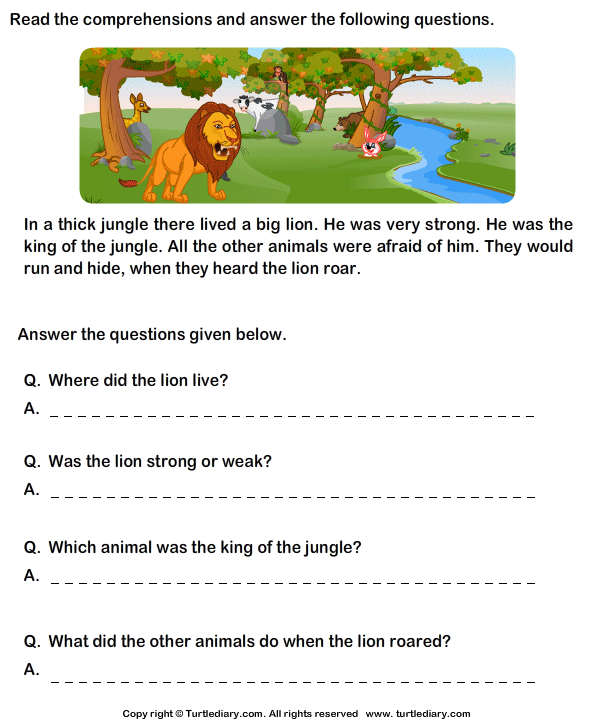 Reading Comprehension Stories TurtleDiary Picture Comprehension 