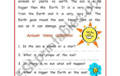 Reading Comprehension Sun ESL Worksheet By Shaba