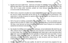 Reading Comprehension The Evolution Of Earth Day ESL Worksheet By Aws02