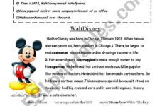 Reading Comprehension Walt Disney ESL Worksheet By Seloshh