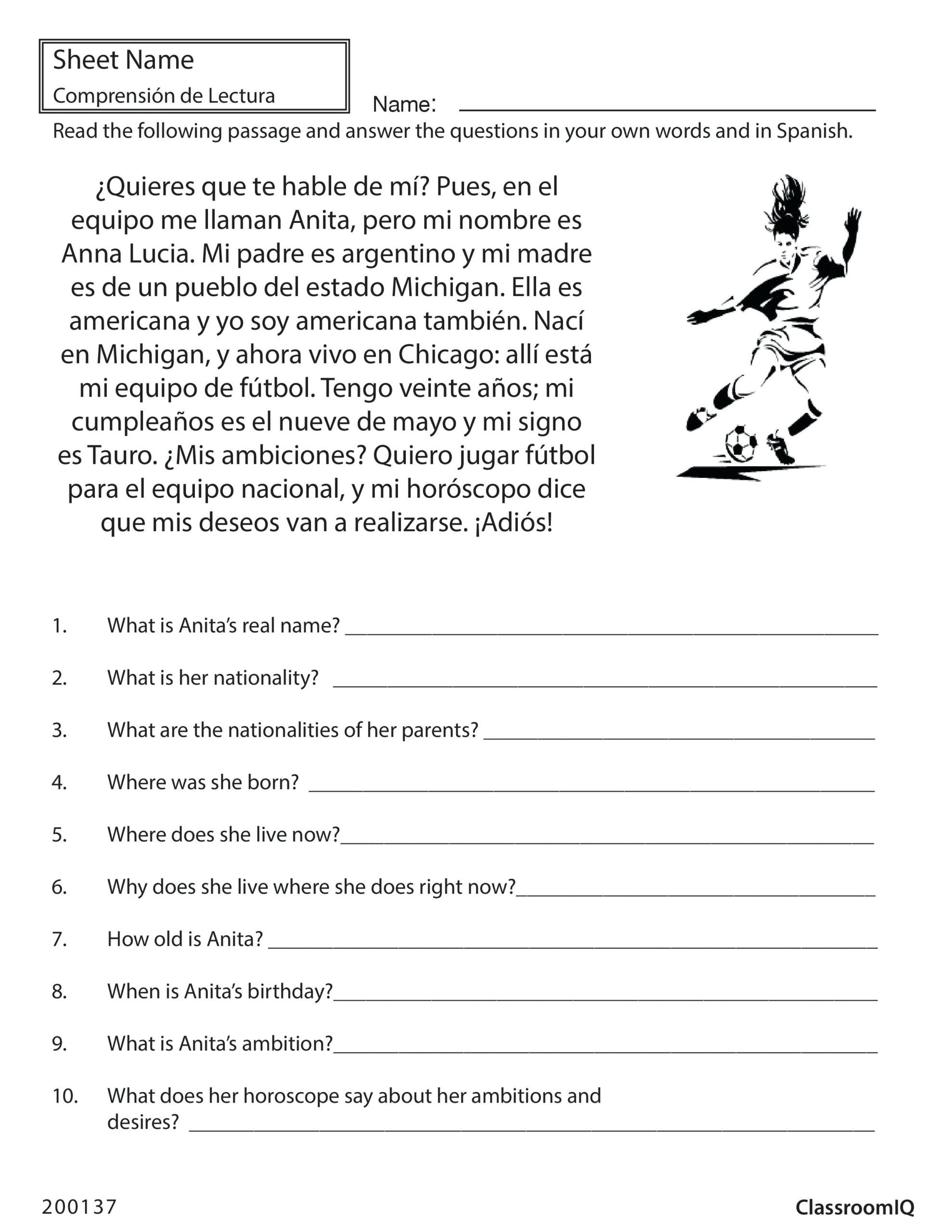 Reading Comprehension Worksheet Free Kindergarten English Free 