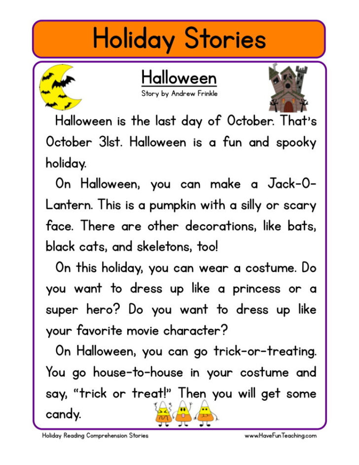 Reading Comprehension Worksheets Halloween