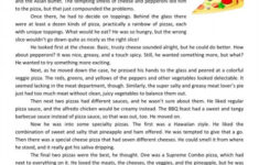 Reading Comprehension Worksheet What s On Your Pizza