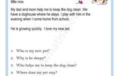 Reading Comprehension Worksheets For 2nd Grade English ESL