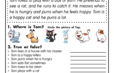 Reading Comprehension Worksheets Thomas The Cat