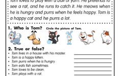Reading Comprehension Worksheets Thomas The Cat