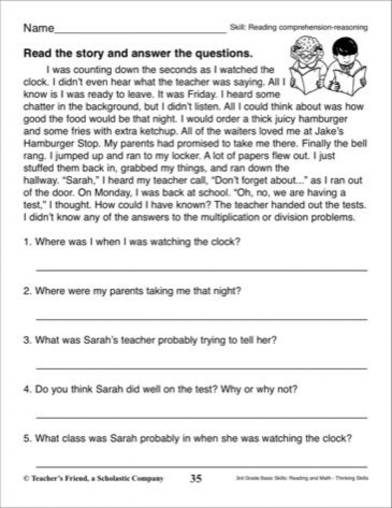 Reading Worksheeets Free Printable Short Stories With Comprehension 