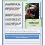 Reading Worksheet Topic Dinosaurs T Rex Worksheet Free ESL