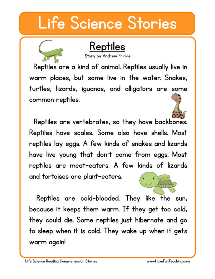 Free Science Reading Comprehension Worksheets