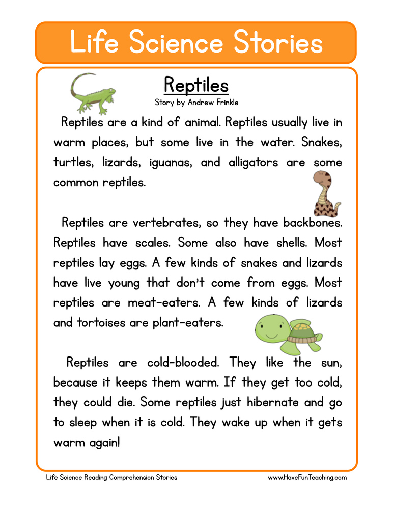 Reptiles Life Science Reading Comprehension Worksheet Have Fun Teaching