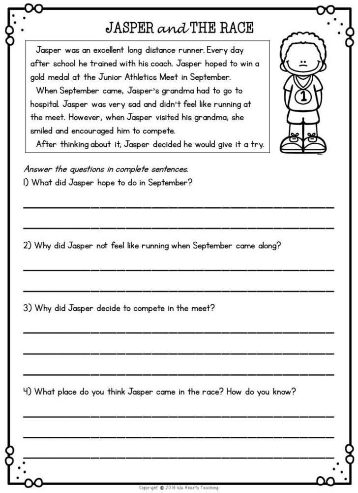 second grade reading passage with comprehension questions Reading