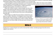 Sixth Grade Reading Comprehension Worksheet What s The Forecast