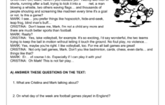 Sports Reading Comprehension Worksheet