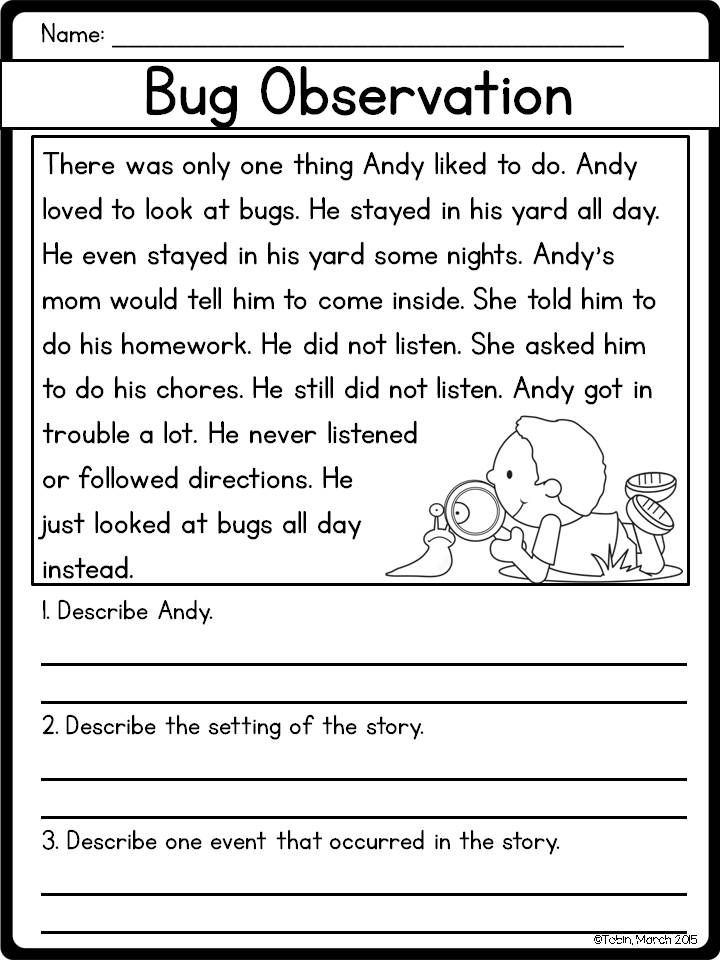 Story Elements RL1 3 Reading Comprehension For Kids Reading 