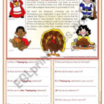 Thanksgiving Day Reading Comprehension Editable ESL Worksheet By