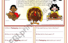 Thanksgiving Day Reading Comprehension editable ESL Worksheet By