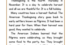 Thanksgiving Reading Comprehension Worksheet Have Fun Teaching
