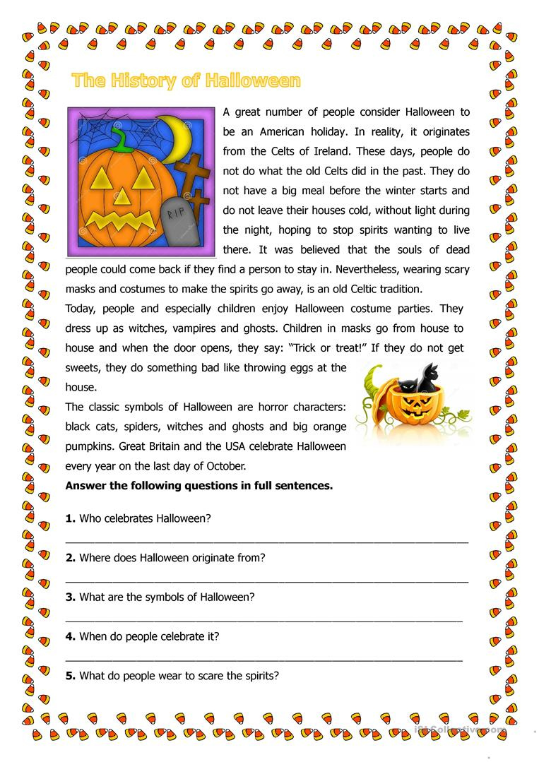 The History Of Halloween Worksheet Free ESL Printable Worksheets Made 
