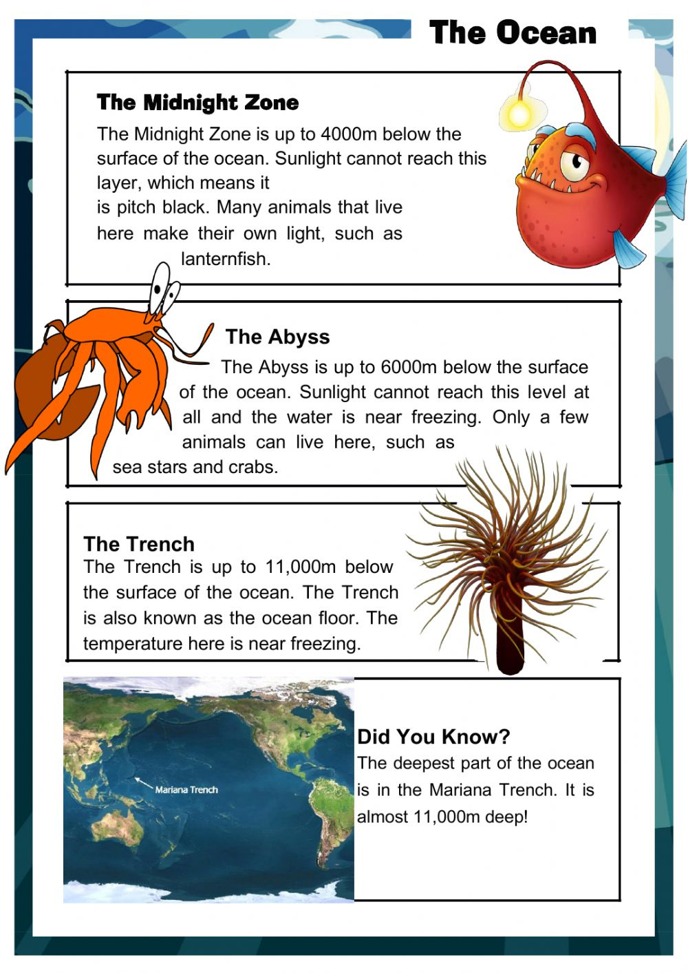 Ocean Reading Comprehension Worksheets Reading Comprehension Worksheets