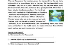 The River Third Grade Reading Worksheets Reading Comprehension