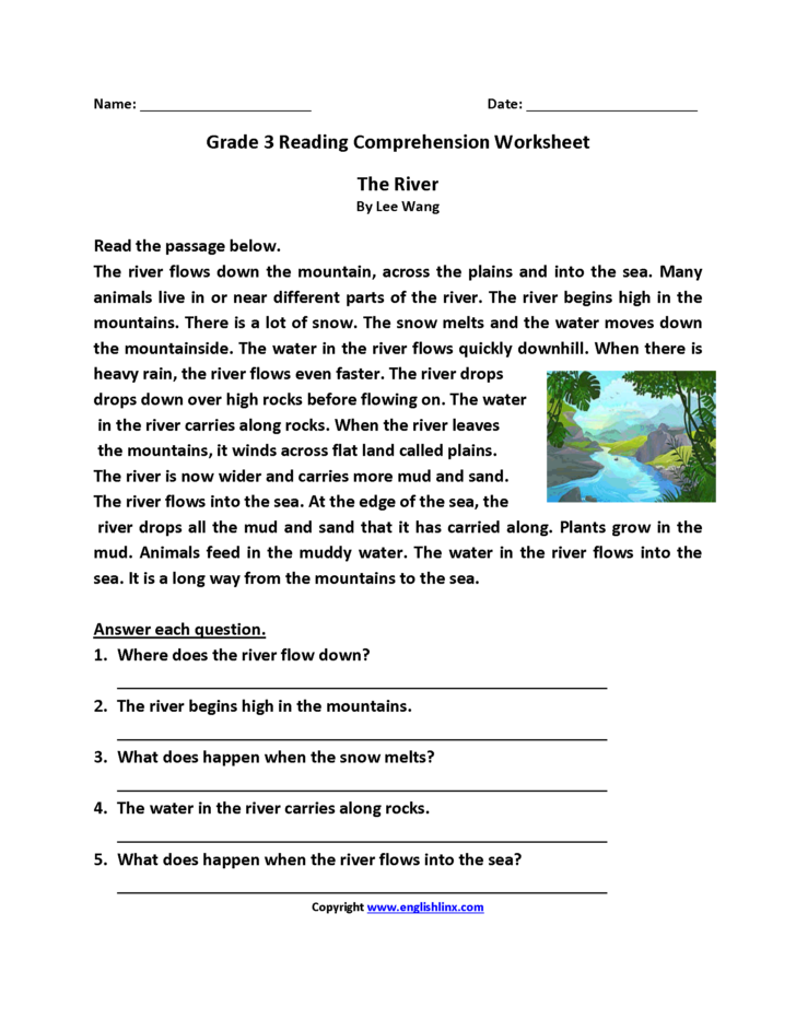 3rd Grade Reading Comprehension Worksheet
