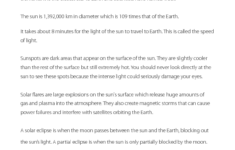 The Sun Reading Comprehension