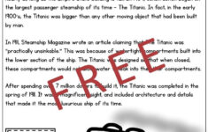 The Titanic non fiction Reading Comprehension FREE Download