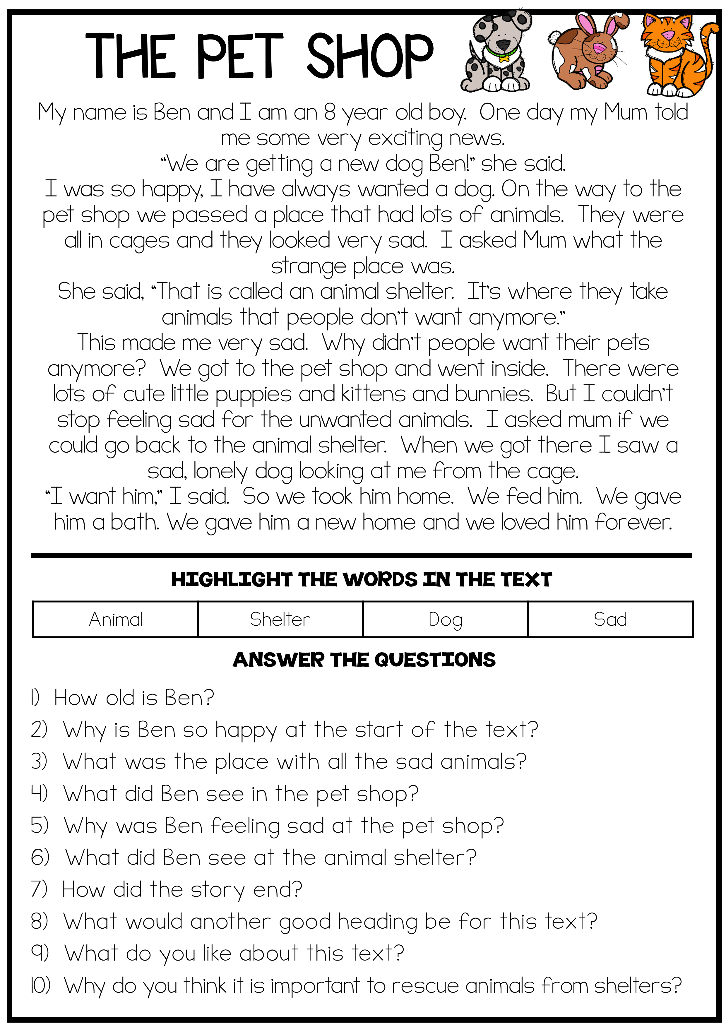 This Reading Comprehension Passage Is Designed To Help Children To 