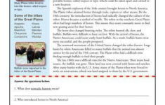 Tribes Of The Great Plains Printable Comprehension Activity Native