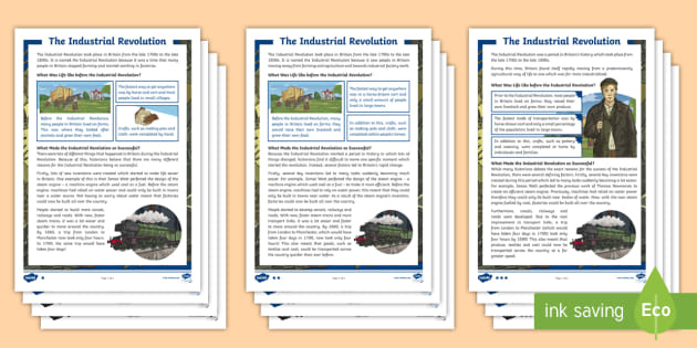 UKS2 The Industrial Revolution Differentiated Reading Comprehension 