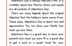 Valentine s Day Reading Comprehension Worksheet Have Fun Teaching