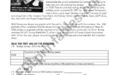 Walt DISNEY Reading Comprehension ESL Worksheet By Neline