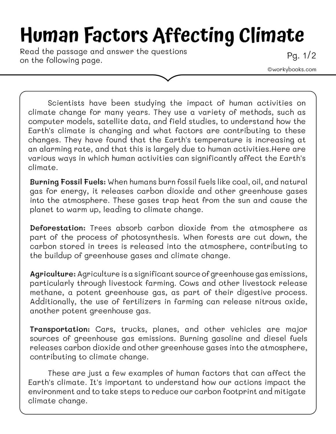 10 Free Science Reading Passages Worksheets | Workybooks inside Expository Reading Comprehension Worksheets