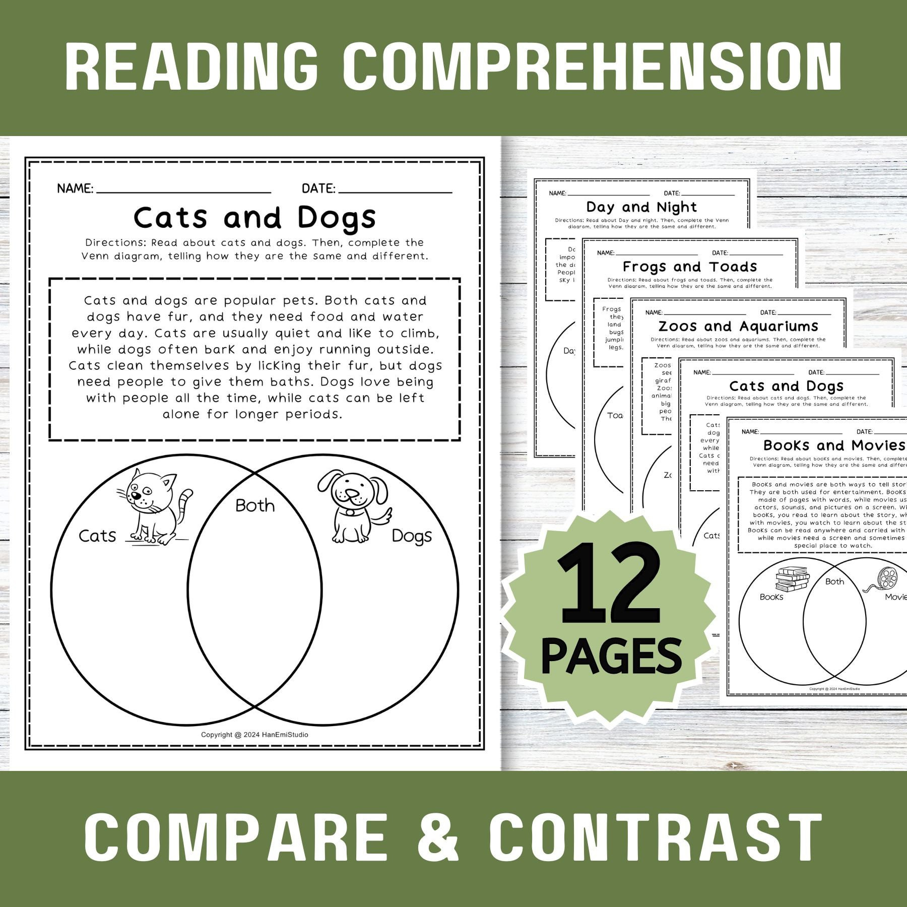 12 Compare And Contrast Worksheets; Reading Comprehension within Reading Comprehension Compare and Contrast Worksheets
