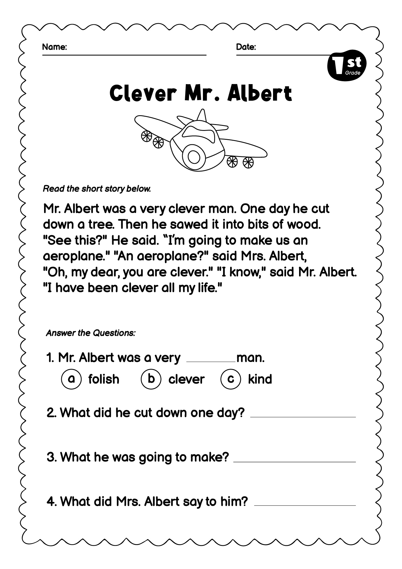 12 First Grade Reading Comprehension Worksheets - Free Pdf At throughout 1St Grade Reading Comprehension Worksheets Multiple Choice