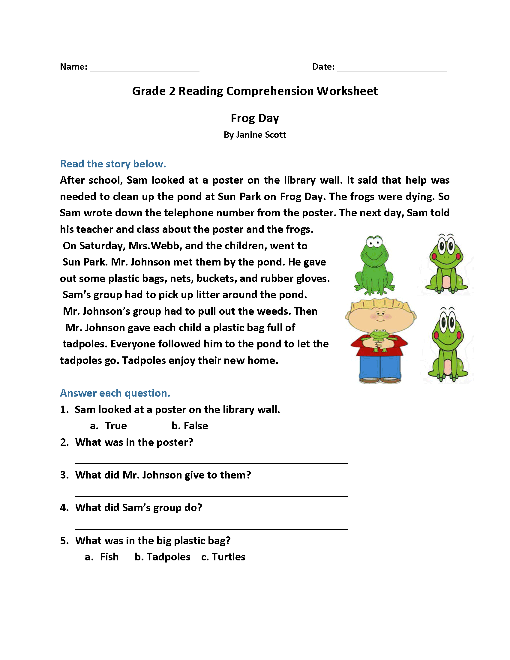 2Nd Grade Reading Worksheets - Best Coloring Pages For Kids with Free 2Nd Grade Reading Comprehension Worksheets